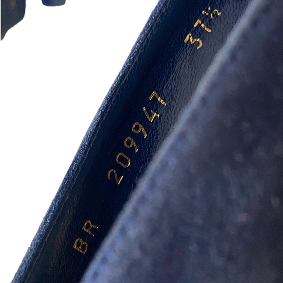 YSL Yves Saint Laurent Trib Navy Blue Suede Heels Pumps Size  7.5 US. 37 1/2EU - Picture 10 of 13